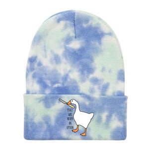 Peace Was Never An Option Funny Untitled Goose Game Tie Dye 12in Knit Beanie