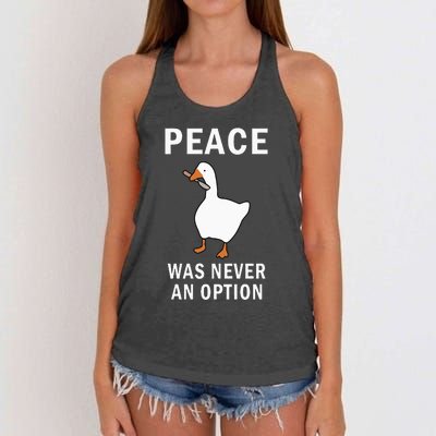 Peace Was Never An Option Goose Meme Women's Knotted Racerback Tank