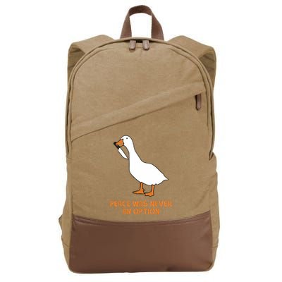 Peace Was Never An Option Goose Meme Cotton Canvas Backpack