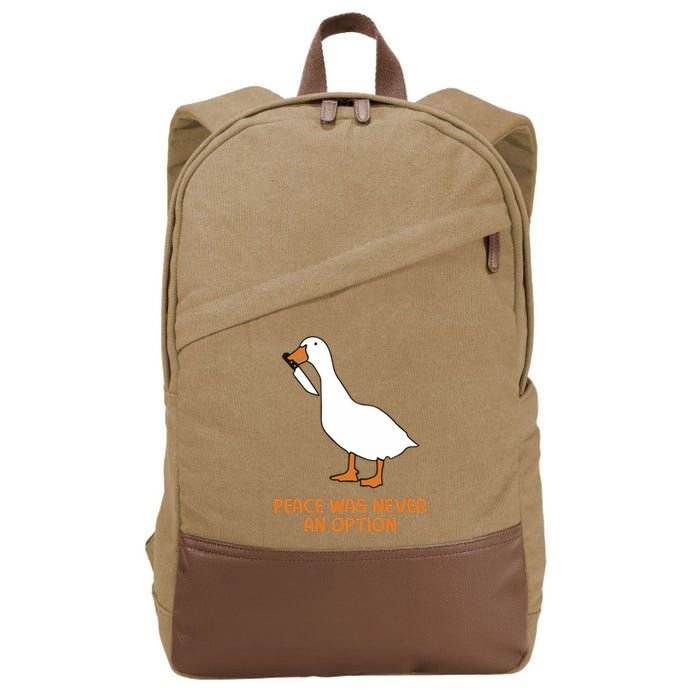 Peace Was Never An Option Goose Meme Cotton Canvas Backpack