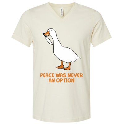 Peace Was Never An Option Goose Meme V-Neck T-Shirt