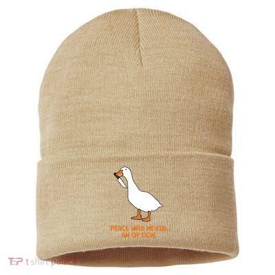 Peace Was Never An Option Goose Meme Sustainable Knit Beanie