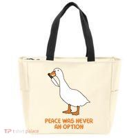 Peace Was Never An Option Goose Meme Zip Tote Bag