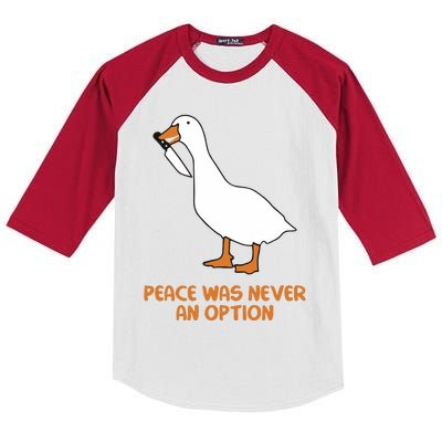 Peace Was Never An Option Goose Meme Kids Colorblock Raglan Jersey