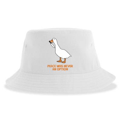 Peace Was Never An Option Goose Meme Sustainable Bucket Hat