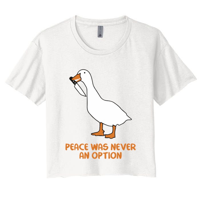 Peace Was Never An Option Goose Meme Crop Top
