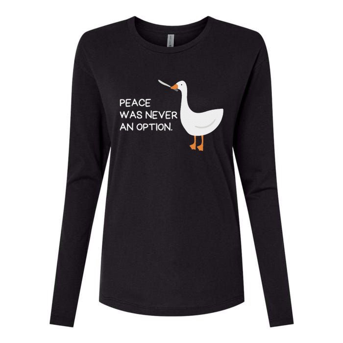 Peace Was Never An Option Angry Goose With Knife Womens Cotton Relaxed Long Sleeve T-Shirt