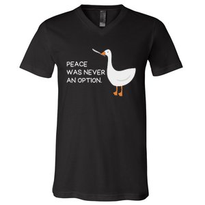 Peace Was Never An Option Angry Goose With Knife V-Neck T-Shirt