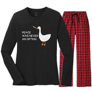 Peace Was Never An Option Angry Goose With Knife Women's Long Sleeve Flannel Pajama Set 