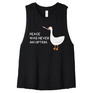 Peace Was Never An Option Angry Goose With Knife Women's Racerback Cropped Tank