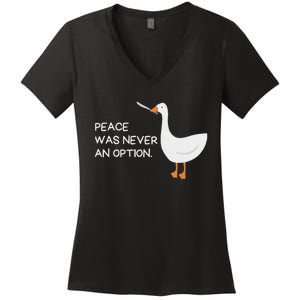 Peace Was Never An Option Angry Goose With Knife Women's V-Neck T-Shirt