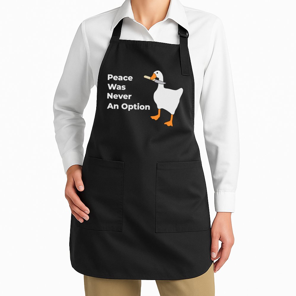 Peace Was Never An Option Duck Funny Apron