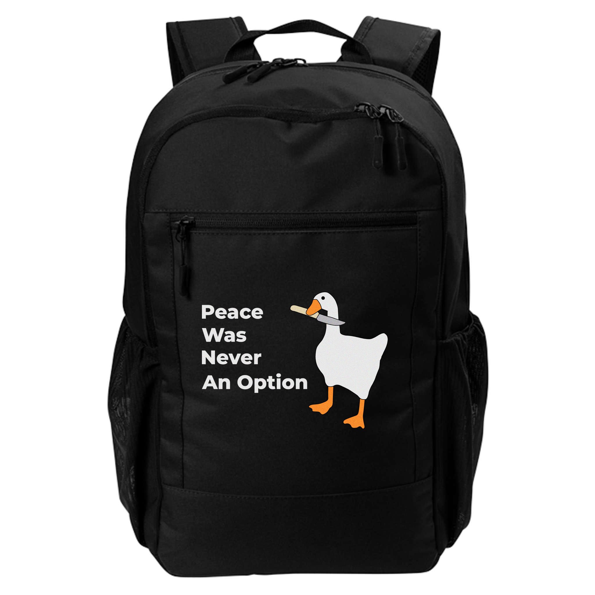 Peace Was Never An Option Duck Funny Backpack