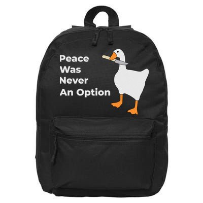 Peace Was Never An Option Duck Funny 16 in Basic Backpack