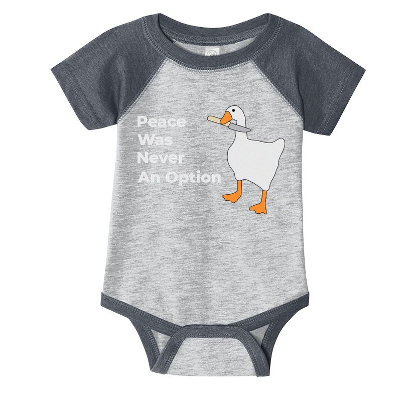 Peace Was Never An Option Duck Funny Infant Baby Jersey Bodysuit