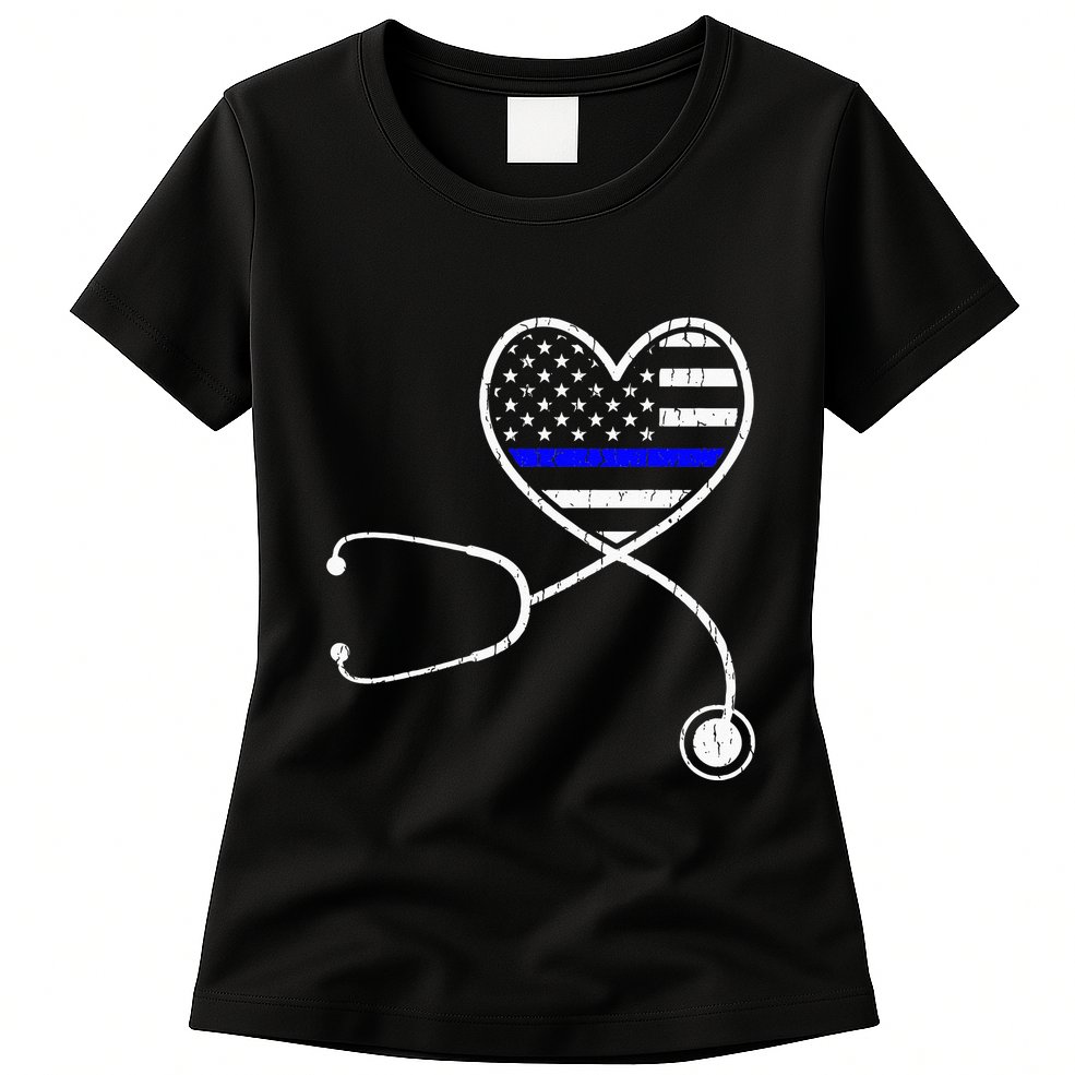 Police Wife Nurse Life Funny Police Officer Womens T-Shirt
