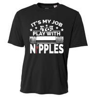 Play With Nipples | Funny Plumber + Pipefitter Cooling Performance Crew T-Shirt