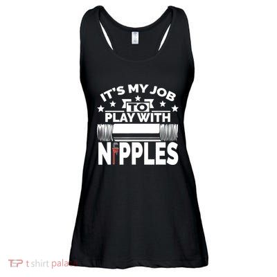 Play With Nipples | Funny Plumber + Pipefitter Ladies Essential Flowy Tank