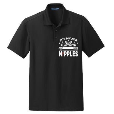 Play With Nipples | Funny Plumber + Pipefitter Dry Zone Grid Polo