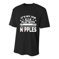 Play With Nipples | Funny Plumber + Pipefitter Youth Performance Sprint T-Shirt
