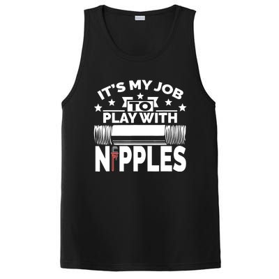 Play With Nipples | Funny Plumber + Pipefitter PosiCharge Competitor Tank