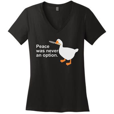 Peace Was Never An Option Funny Goose  Women's V-Neck T-Shirt