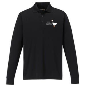 Peace Was Never An Option Angry Goose With Knife Performance Long Sleeve Polo