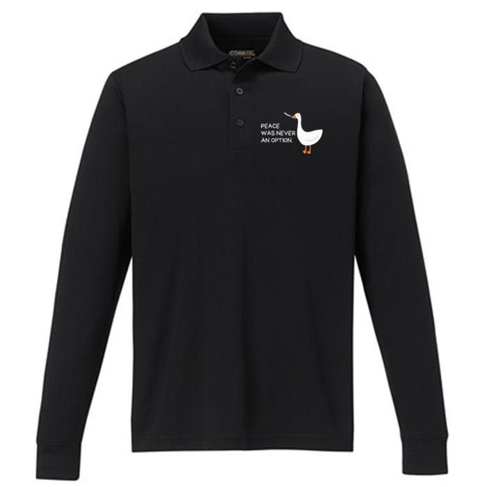 Peace Was Never An Option Angry Goose With Knife Performance Long Sleeve Polo