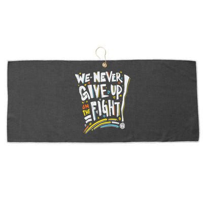 Pride We Never Give Up On The Fight Large Microfiber Waffle Golf Towel