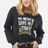 Pride We Never Give Up On The Fight Cropped Pullover Crew