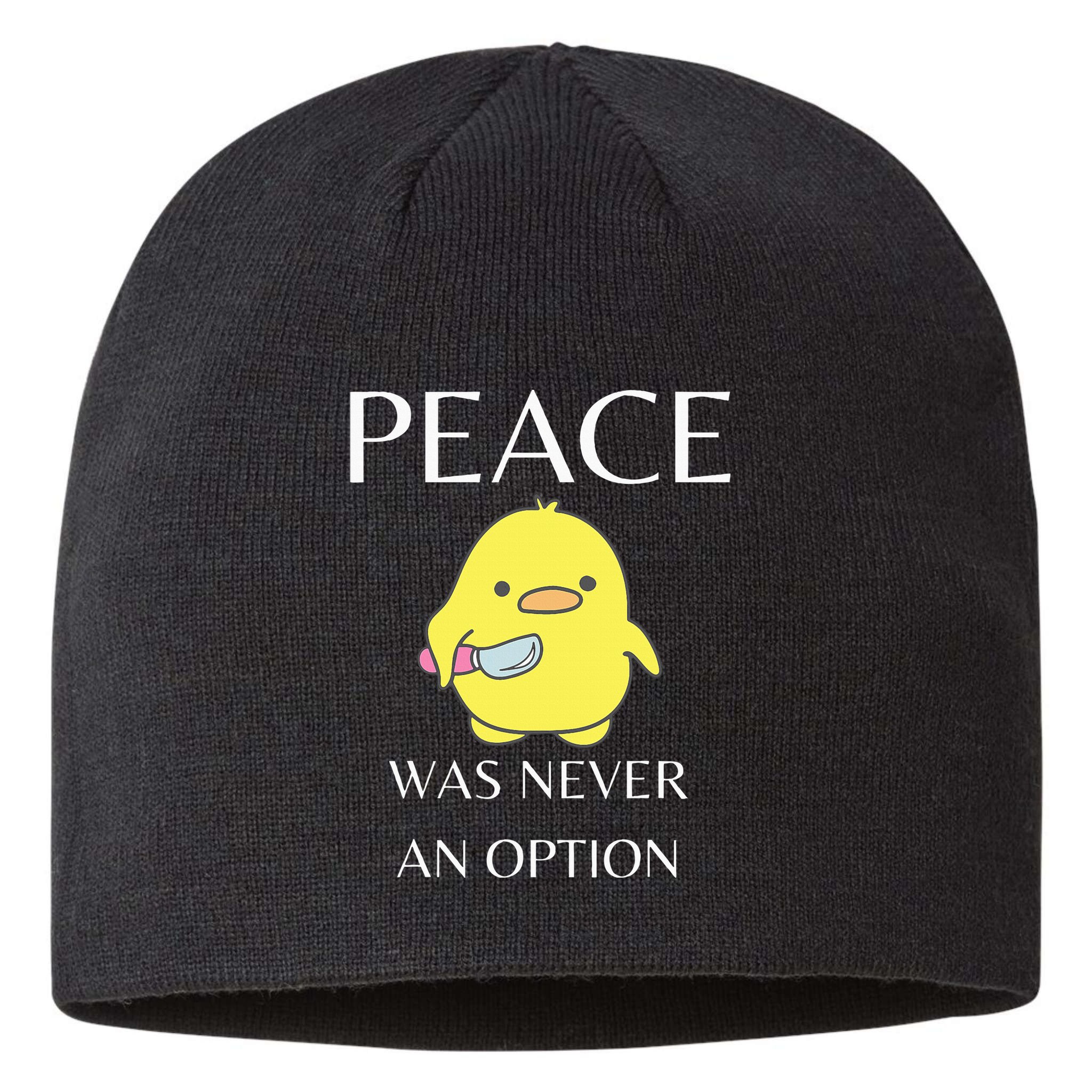 Peace Was Never An Option Duck With Knife Duck With Knife Sustainable Beanie
