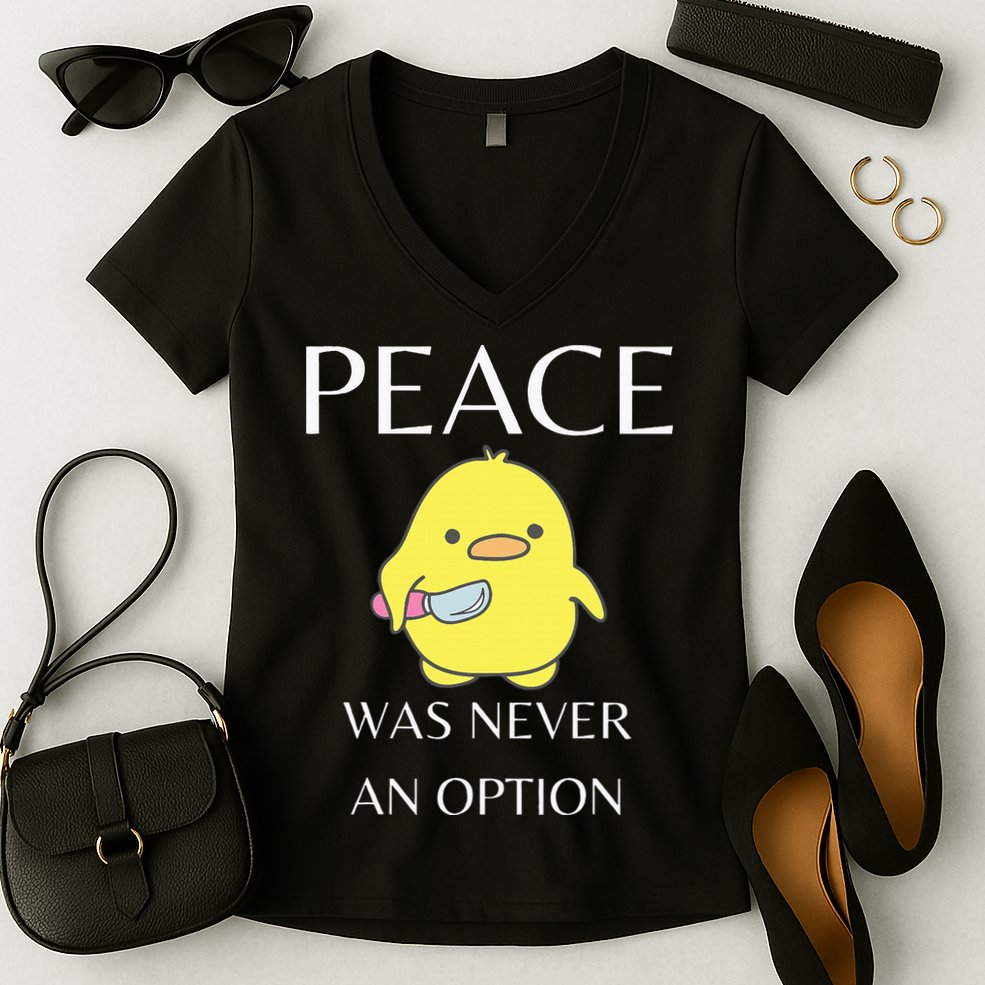 Peace Was Never An Option Duck With Knife Duck With Knife Women's V-Neck T-Shirt