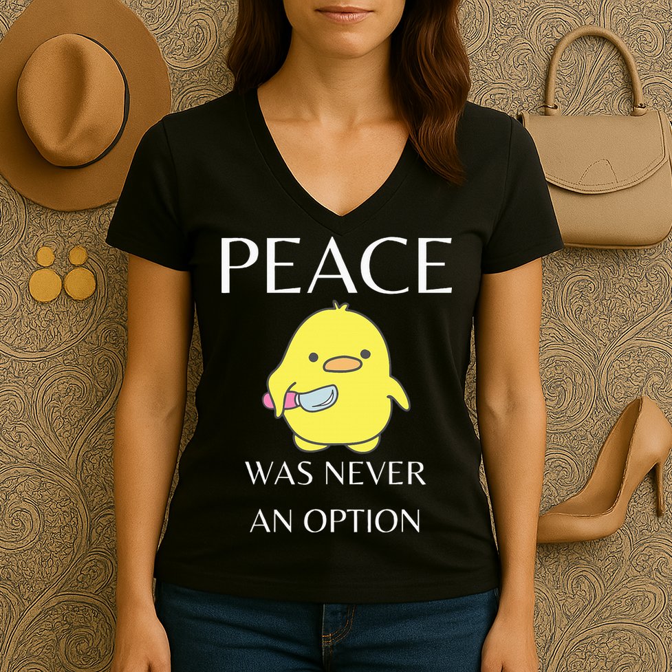 Peace Was Never An Option Duck With Knife Duck With Knife Women's V-Neck T-Shirt