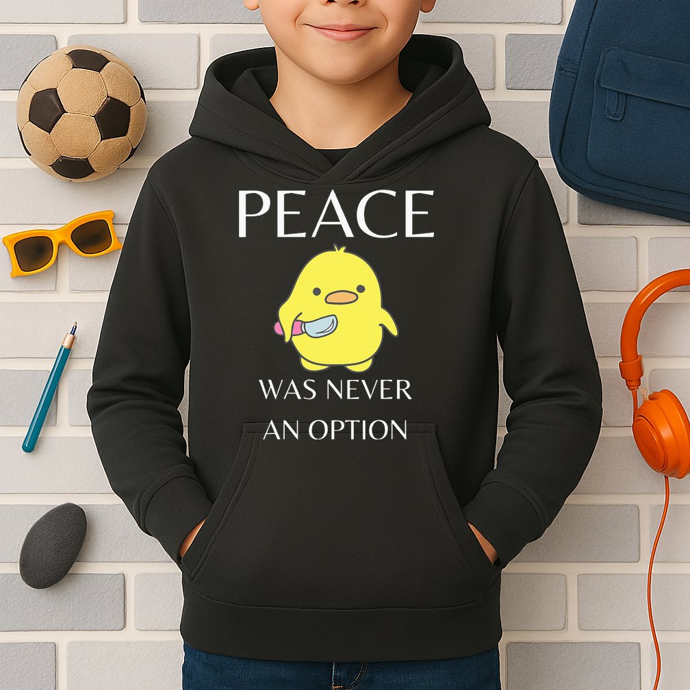 Peace Was Never An Option Duck With Knife Duck With Knife Kids Hoodie