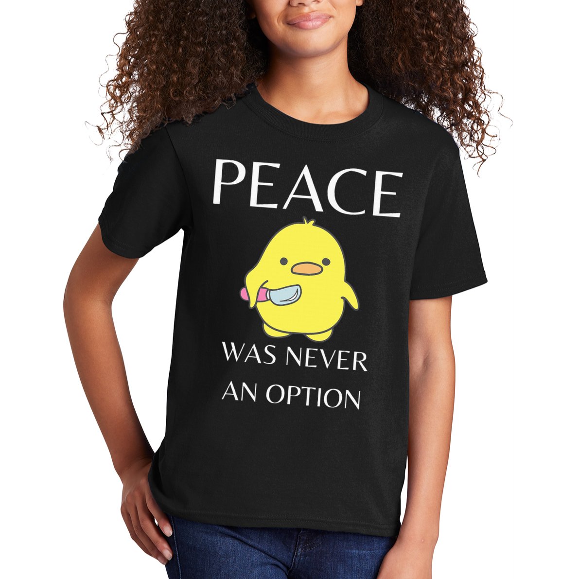 Peace Was Never An Option Duck With Knife Duck With Knife Kids T-Shirt