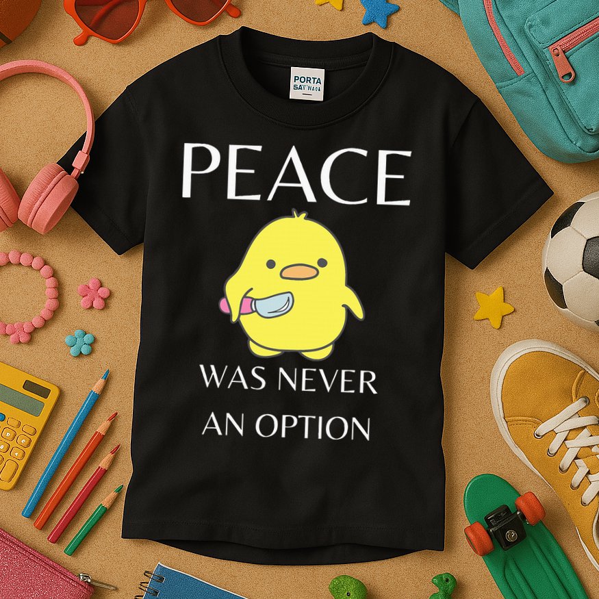 Peace Was Never An Option Duck With Knife Duck With Knife Kids T-Shirt