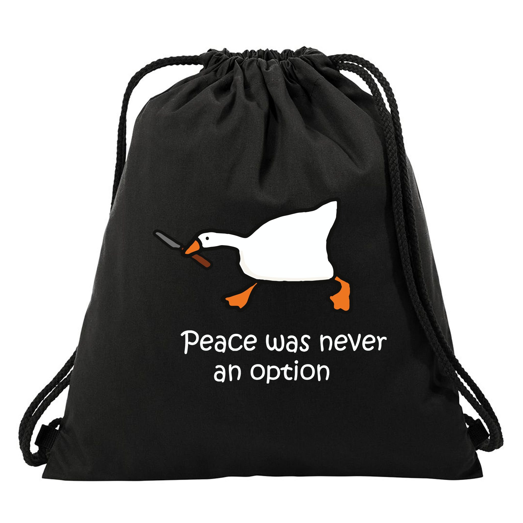 Peace Was Never An Option Murder Duck Drawstring Bag