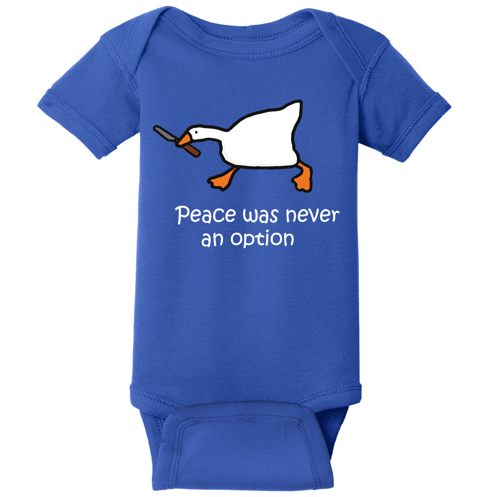 Peace Was Never An Option Murder Duck Baby Bodysuit