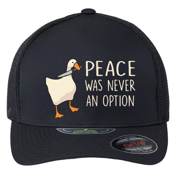 Peace Was Never An Option Funny Duck Quotes Sayings Humor Flexfit Unipanel Trucker Cap