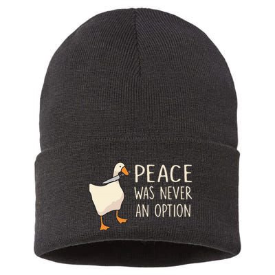 Peace Was Never An Option Funny Duck Quotes Sayings Humor Sustainable Knit Beanie