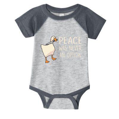 Peace Was Never An Option Funny Duck Quotes Sayings Humor Infant Baby Jersey Bodysuit