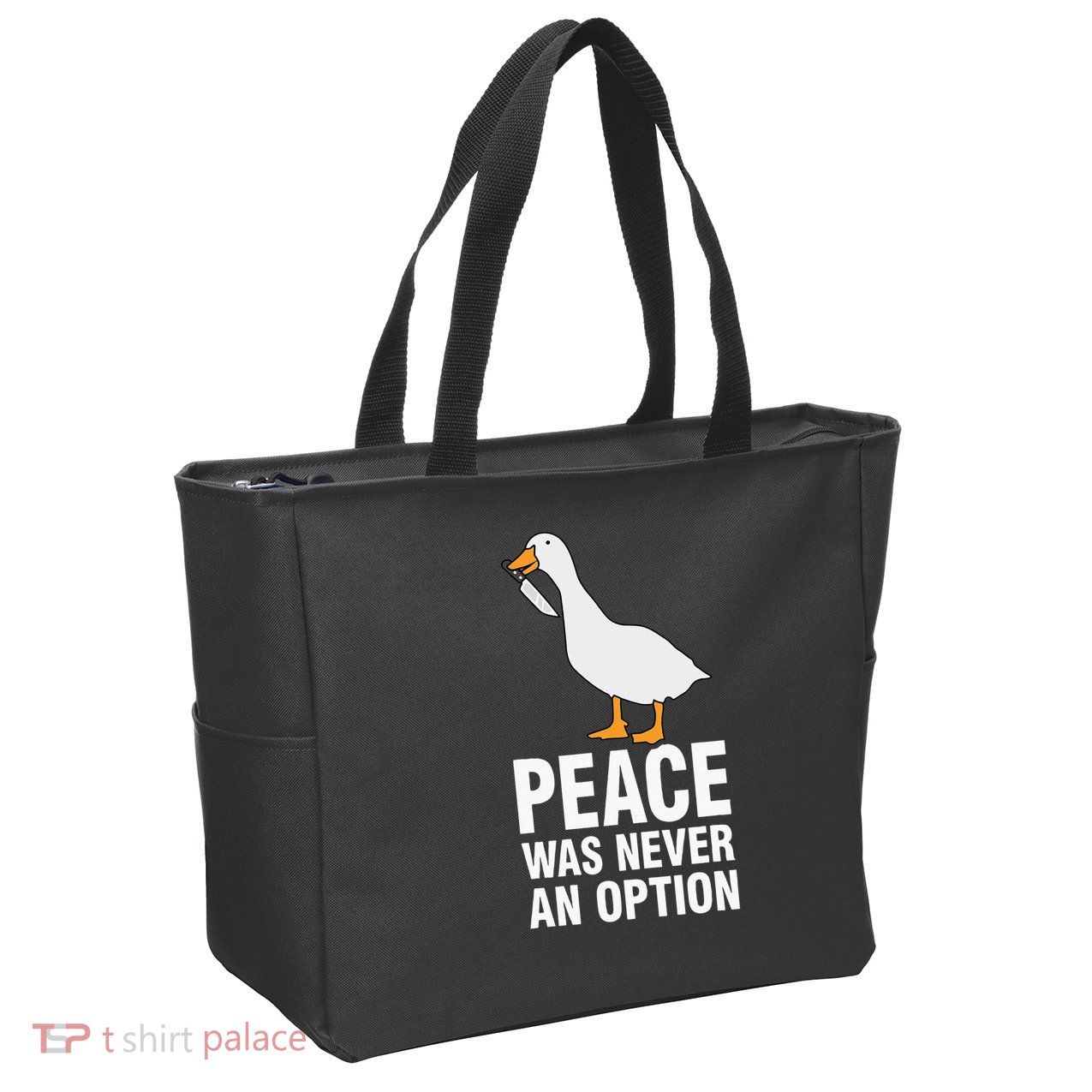 Peace Was Never An Option Goose Meme Zip Tote Bag