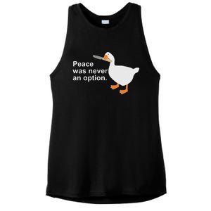 Peace Was Never An Option Funny Goose Apparel Ladies PosiCharge Tri-Blend Wicking Tank