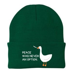 Peace Was Never An Option Angry Goose With Knife Knit Cap Winter Beanie