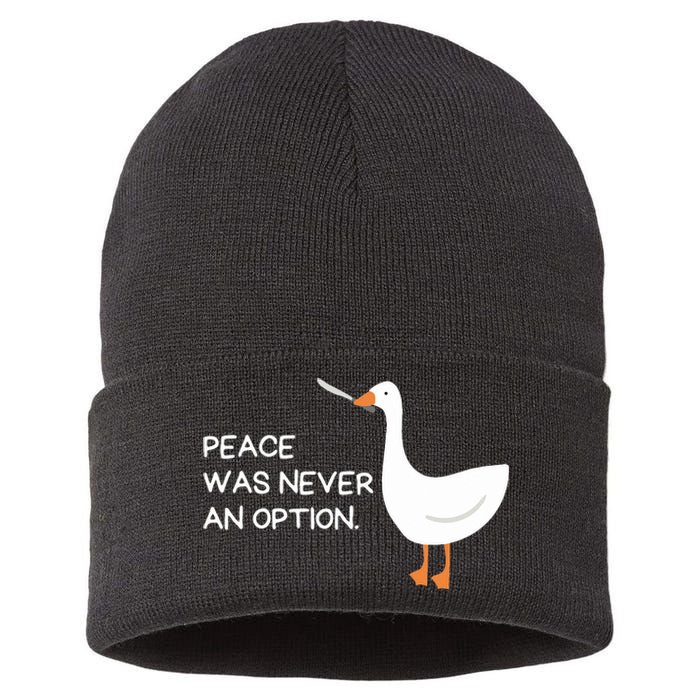 Peace Was Never An Option Angry Goose With Knife Sustainable Knit Beanie