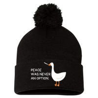 Peace Was Never An Option Angry Goose With Knife Pom Pom 12in Knit Beanie