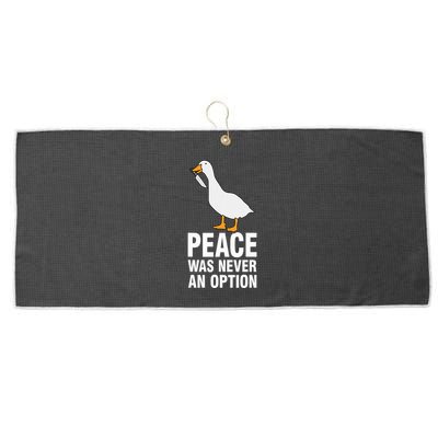 Peace Was Never An Option Geese Meme Large Microfiber Waffle Golf Towel