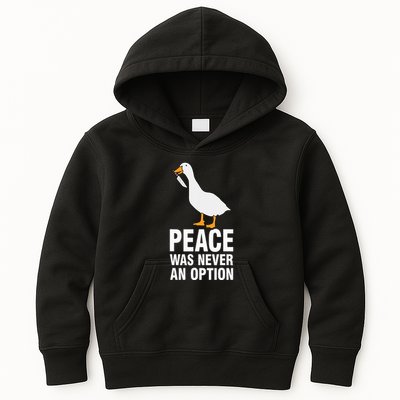 Peace Was Never An Option Geese Meme Kids Hoodie