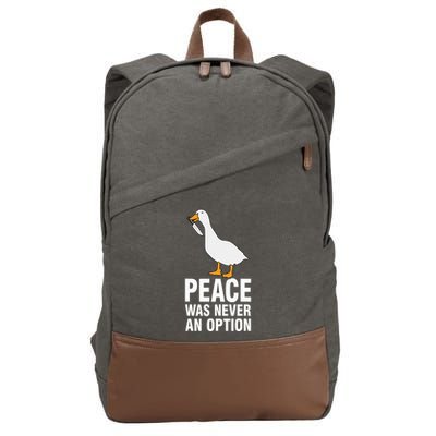 Peace Was Never An Option Geese Meme Cotton Canvas Backpack