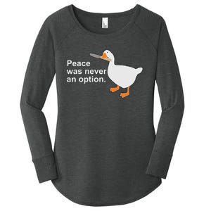 Peace Was Never An Option Funny Goose Apparel Women's Perfect Tri Tunic Long Sleeve Shirt